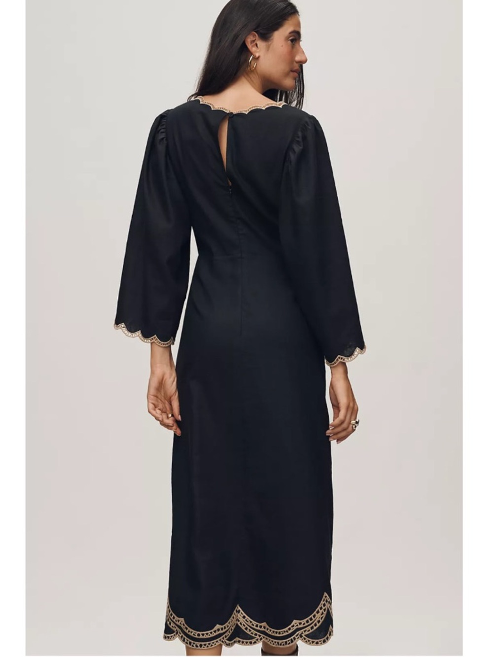FARM Rio x Anthropologie Black Cutout Embroidered Palm Midi Dress Size Small NWT - Picture 11 of 13